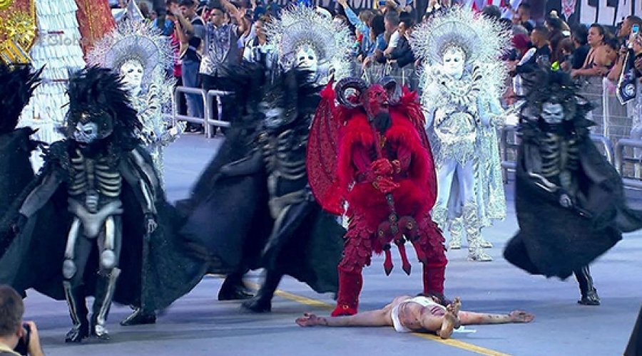 [União de igrejas evangélicas processa escola de samba por mostrar Jesus apanhando do diabo no carnaval]