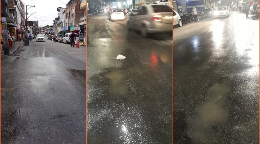 [Moradores de Pernambués denunciam vazamento em asfalto]