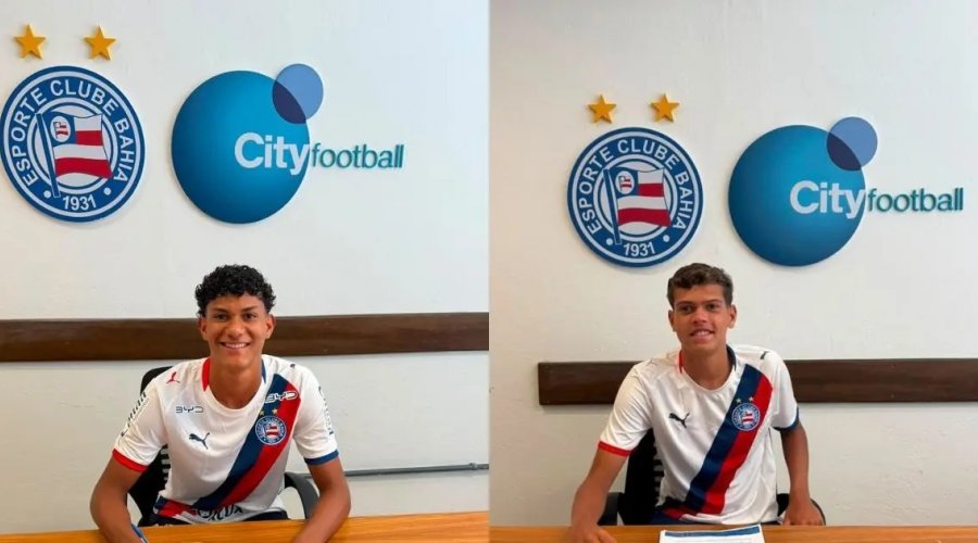 [Bahia firma contratos profissionais com dois destaques e líderes da equipe Sub-17]