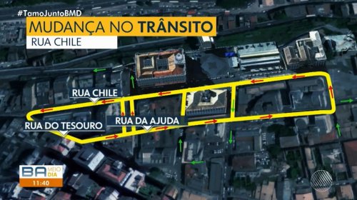 [Mapa mostra mudanças no trânsito no Centro Histórico de Salvador para realização de obras ]