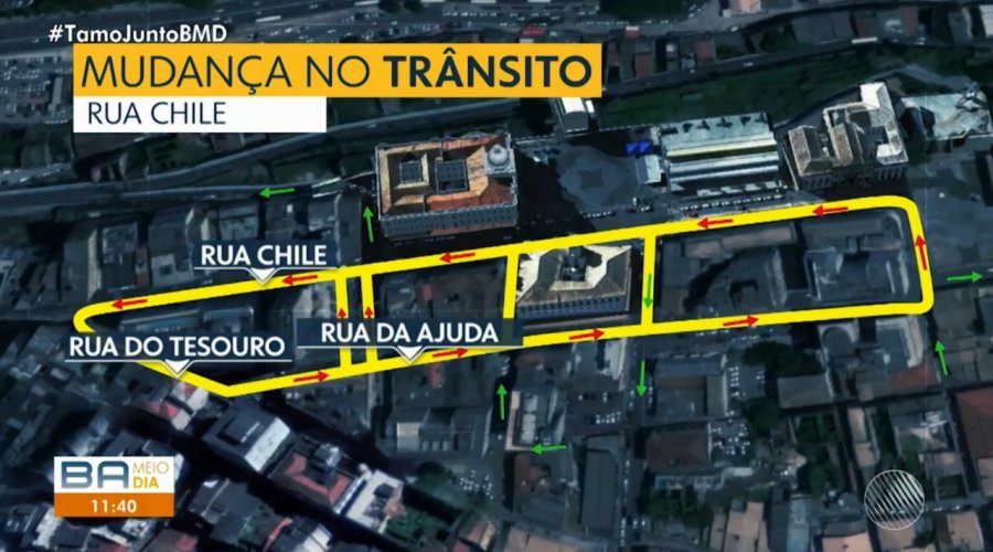 [Mapa mostra mudanças no trânsito no Centro Histórico de Salvador para realização de obras ]