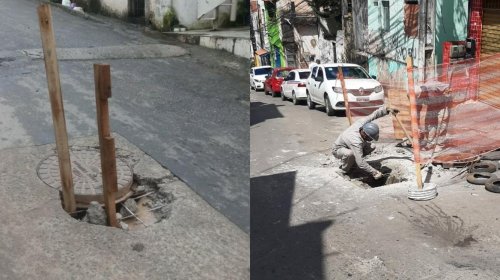 [Buraco abre em rua de Pernambués; reparo já está sendo feito]