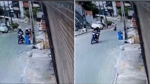 [Dois homens em uma moto assaltam um gari em serviço no bairro do Lobato]