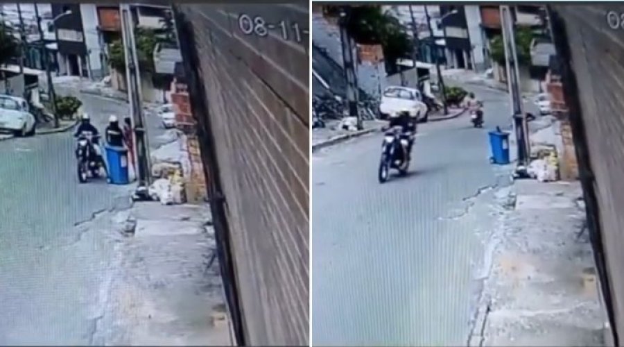 [Dois homens em uma moto assaltam um gari em serviço no bairro do Lobato]